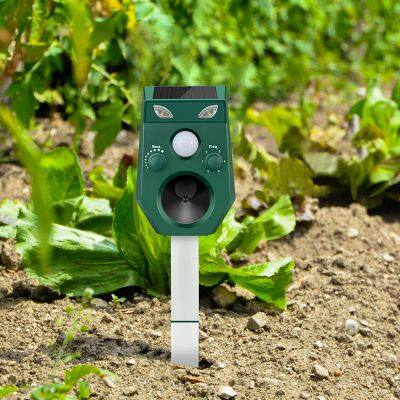 Aosion ODM/OEM Outdoor Garden Pond Yard Solar Ultrasonic + Flashing Cat Dog Fox Bird Possum Animal Repeller photo-2