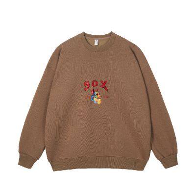 Модный тримерный напечатанный хлопковый французский терри свитшот с круглым вырезом