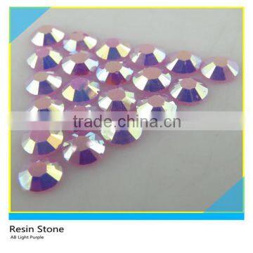 Shining Iron On AB Light Purple Rhinestone Hotfix Flatback Round Loose Resin Stone