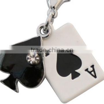 Black and white hearts key chain Poker Shape metal Promotion Key Chain Personalized keychain poker model key chains