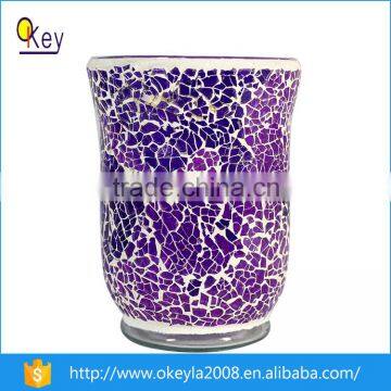 2016 wholesale purple mosaic glass vase decorate with christmas