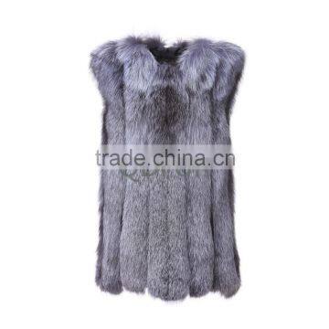 Fashion Women Winter Real Stripped Silver Fox Fur Vest D0009