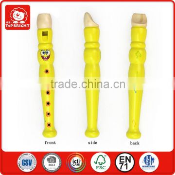 famous brand SpongeBob child first learning music baby concert toys wooden kids musical instrument toy hole flute sizes