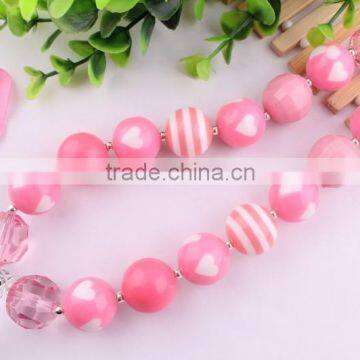 Wow!!Wholesale Cute girls pink heart bubblegum chunky necklace,Handmade acrylic beads kids necklace for DIY !