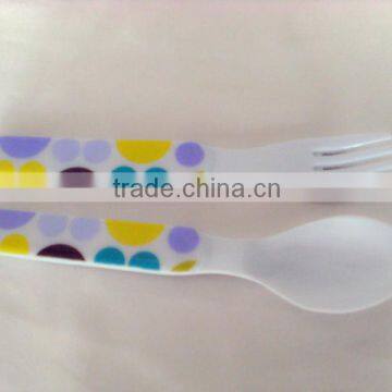 Children's melamine plastic spoon and fork set