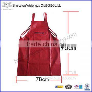 custom red pu leather aprons kitchen cooking waterproof oil-proof with pocket