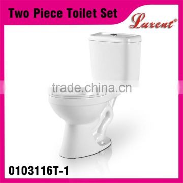 High Quality Ceramic Siphonic S-trap Two Piece Economic Toilet Ware White Top Dual Flush