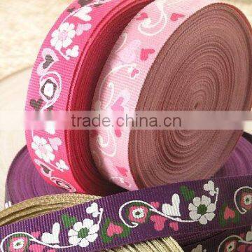 eco-friendly pink lovely heart custom printing patterned webbing