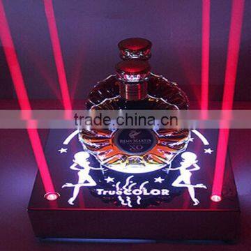 Shining arylic wrought iron wine bottle holder with laser light