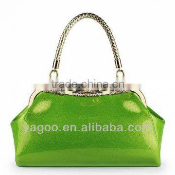 Vivid Patent Leather Tote Bag Shiny Frame Bag photo-4