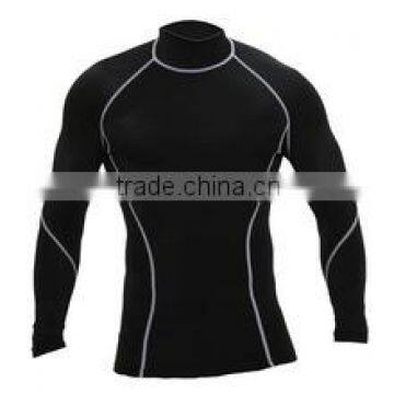 85% POLYESTER 15% SPANDEX (LYCRA) ROUND NECK BLACK WHITE COMPRESSION SHIRT