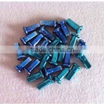 blue color alloy motorcycle spoke nipples / spoke nipples for bike rim