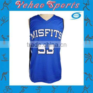 Blue basketball Jersey with polyester mesh digital printing sublimation