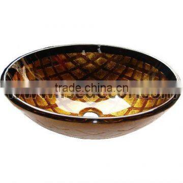 Round Eco-friendly Bathroom Painted Glass Basin