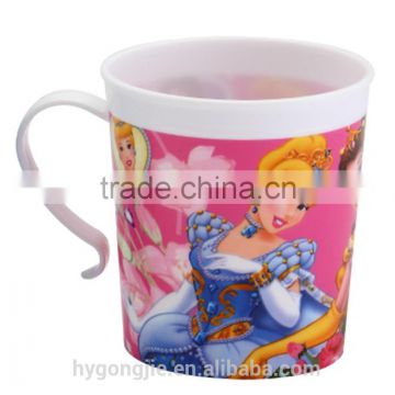 3d lenticular plastic handle cup