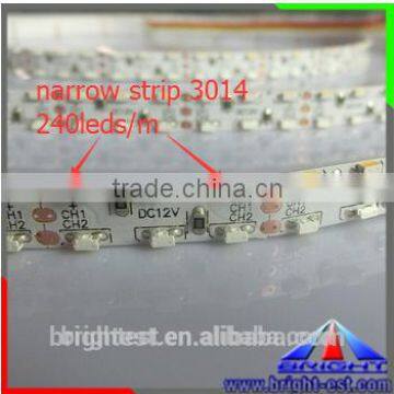 Super brightness narrow led strip 3014; High intensity lights 8mm smd 3014 led strip 12V 120LEDs/m (one sdie view) 10W/M