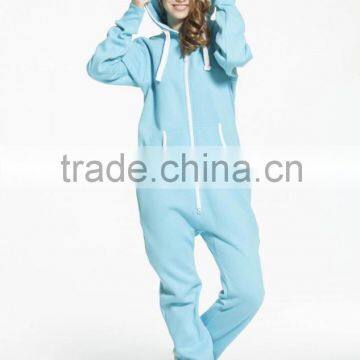 Wholesale Light Blue Unisex Fashion Jumpsuit Adult Hooded Romper