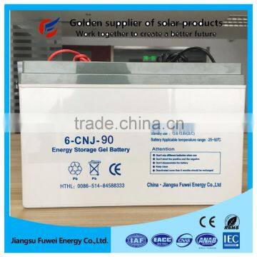 Factory price low self-discharge maintenance free 12V 90Ah solar gel battery