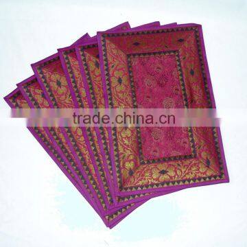 Placemats and Coaster in Pink Color Indian Silk Table Runner photo-2