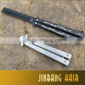 Hot sale Stainless Steel Practice Training butterfly knife comb with Dragon pattern