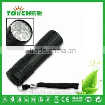 9 leds flash light Black Hiking Camping Mini 9-LED Super bright Torch Lamp Flashlight linterna for AAA battery