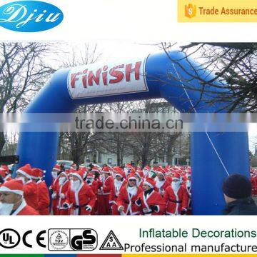 DJ-GM-38 small inflatable blue "finish" line arch with logo customized size and color are accept