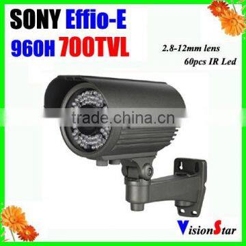 60Pcs IR Leds ir 50m Weatherproof Outdoor Security Camera Manual Zoom Lens 2.8-12mm 700TVL Sony Effio-E cctv cam system