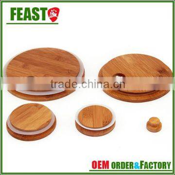 2015 customized round bamboo lids for jar with high quality