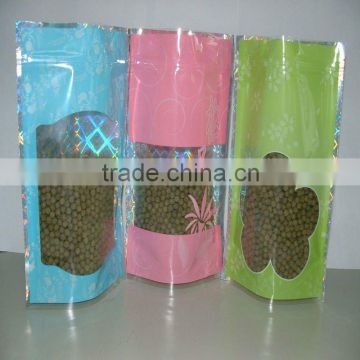 food grade hologram stand up pouch zipper top with customized clear window for green bean packaging                        
                                                                                Supplier's Choice