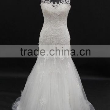 Best selling Alibaba wedding gown sexy low back lace up back sleeveless mermaid wedding dress