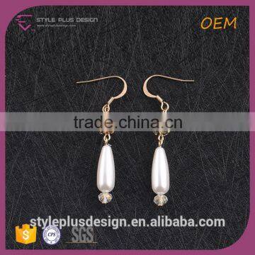 E77951I01 Pearl Gold Plated Long Earring Designs Gold Earring Backs Crystal Water Drop Pearl Pendant Earrings photo-3