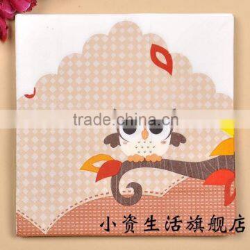 Wholesale Owl 100% Virgin Wood Pulp Restaurant Decoration Tissue Paper Napkin