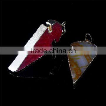 Golden Electroformed Edge Dyed Colors Natural Agate Druzy Quartz Pendant Bead--OEM Welcome photo-2