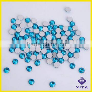 Decorative blue zircon flat back glass stone for garment accessories