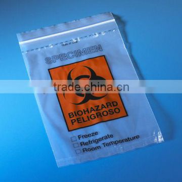 LDPE custom Biohazard specimen zipper bag