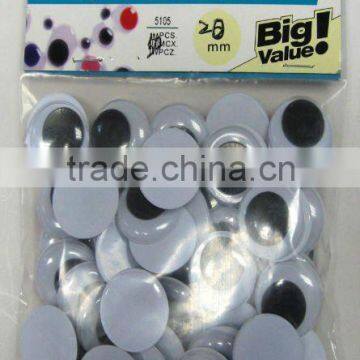 Value Pack 20mm 50pcs/bag Black/White Movable Eyes