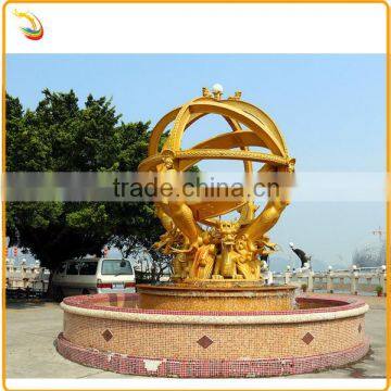 Outdoor Metal Mermaid And Chinese Dragon Water Fountain Sculpture