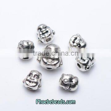 Wholesale Hot Jewelry Findings Tibetan Silver Smiling Buddha Head Beads PB-BC044