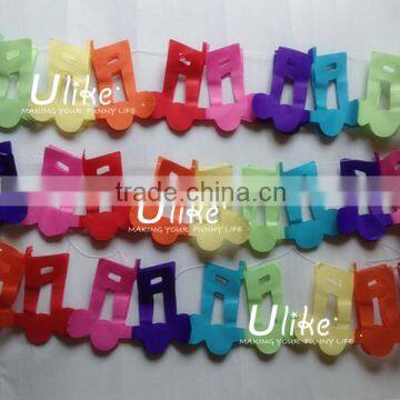 Music party garland paper decoration tissue bear honeycomb paper garland