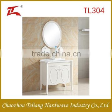 Solid Wood Bathroom Cabinet, Free Standing Storage Sink Vanity with Mirror Modern Bathroom Vanity