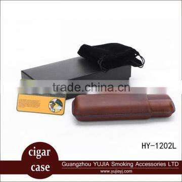 High premium portable leather two tubes cigar case wih nice packing