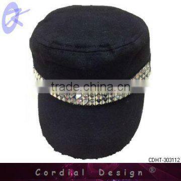 Shiny Cheap Rivet Hat with side flat rivet