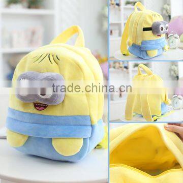 25*19cm(S)/35*28cm(L) lovely customzied yellow double-eyes doll plush animal cartoon backpack for children