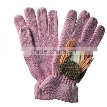 100% acrylic knitted jacquard microfiber woman magic gloves