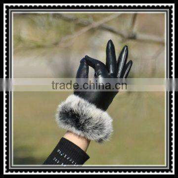 fur cuff luxury mink glove for lady in winter