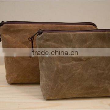 High Quality and Personalized Waxed Canvas Unisex Zippered Pouch , Waterproof Pouch for Swimming , Fabric Zipper Pouches photo-4