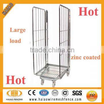 Folding zinc coated warehouse steel mesh storage cage