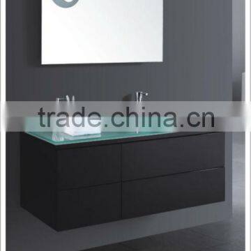 2013 MDF Bathroom cabinet with lighted mirror and glass basin