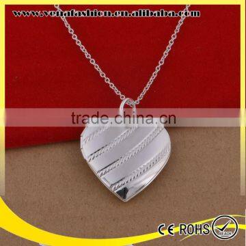 plated silver copper heart necklaces with pendant doll