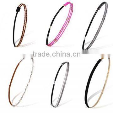 Luxury Women Hair Accessories Crystal Beads Elastic Headband Strech Hair Band